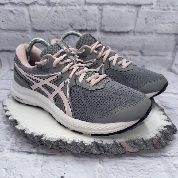 Asics Womens Gel-Contend 7 Athletic Running Shoes Gray Pink Sneakers Sz 10 Wide - Picture 3 of 10